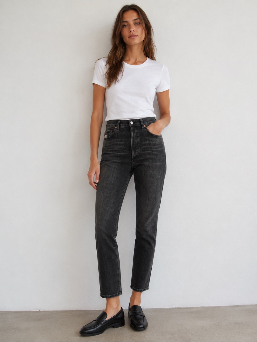 Citizens of Humanity Olivia High Rise Slim Ankle Black Jeans Button Fly 30